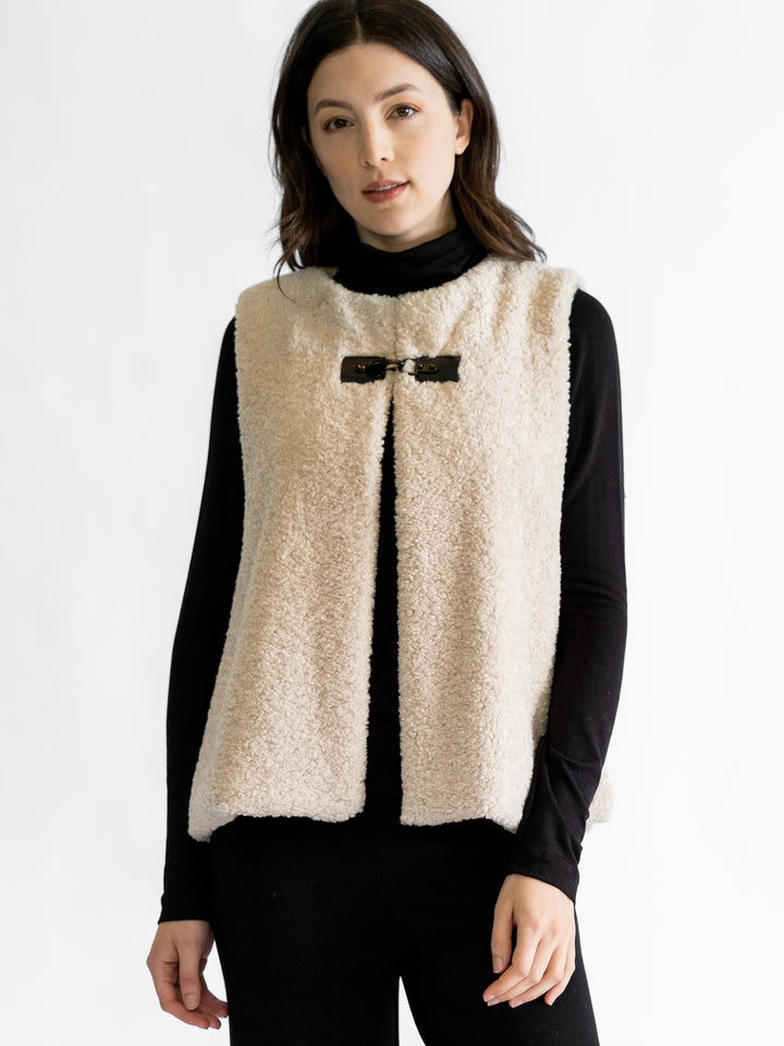 Teisha Faux Fur Vest with Leather Buckle
