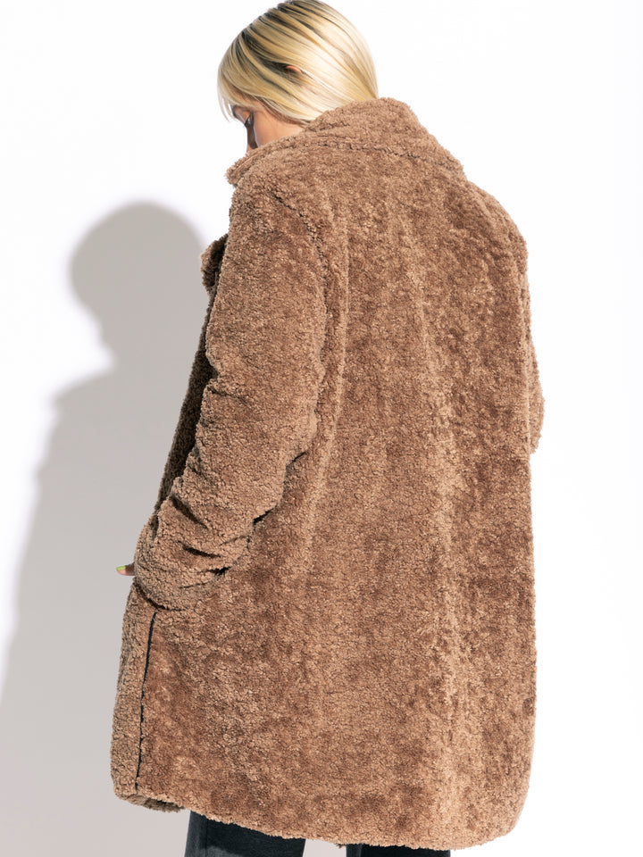 Xia Faux Fur Notched Collar Coat
