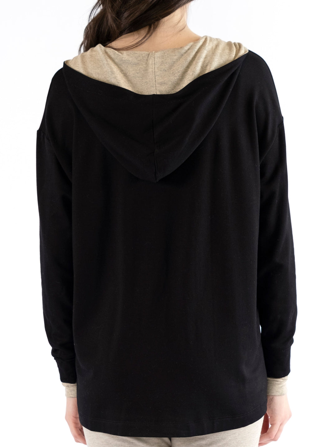 Emma Notched V-Neck Hooded Pullover