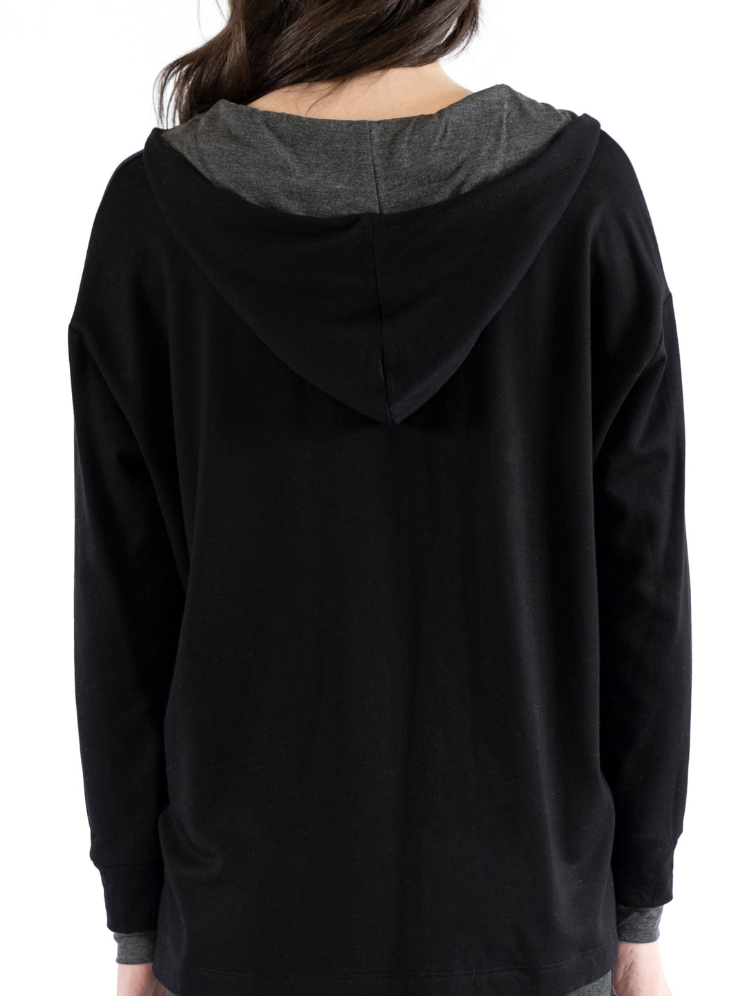 Emma Notched V-Neck Hooded Pullover