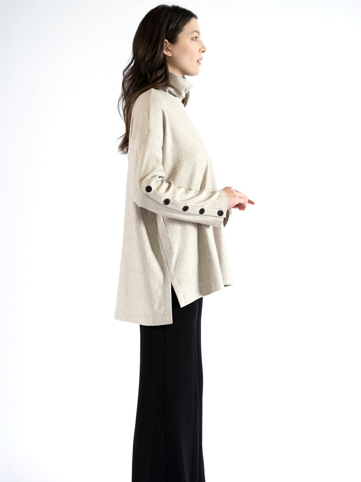 Miley Turtle Neck Square Tunic with Buttons