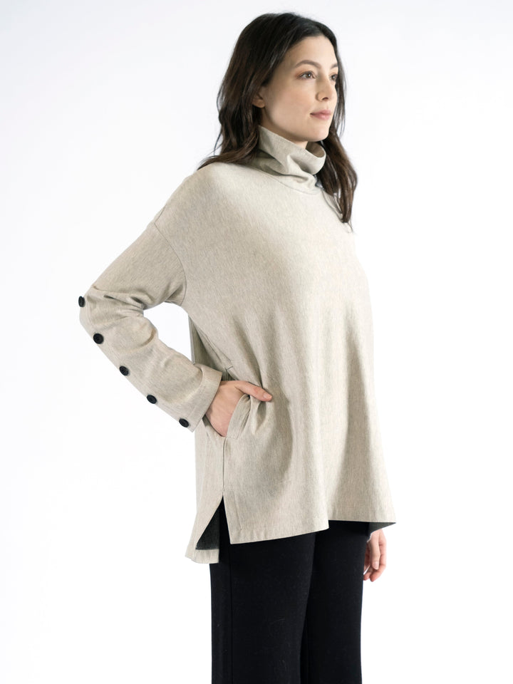 Miley Turtle Neck Square Tunic with Buttons