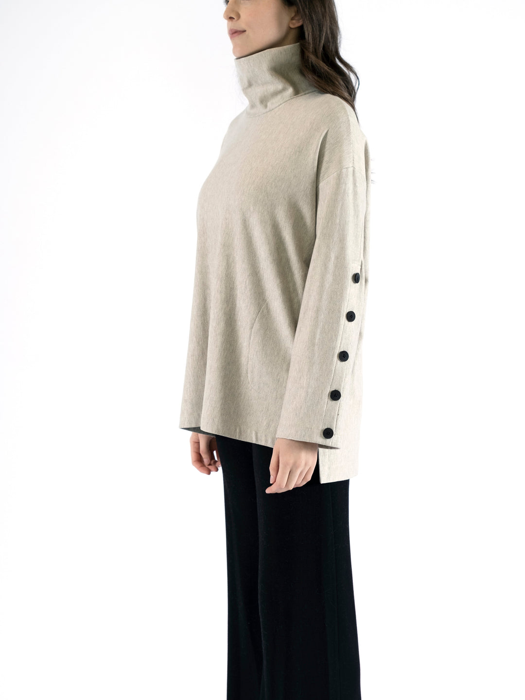 Miley Turtle Neck Square Tunic with Buttons
