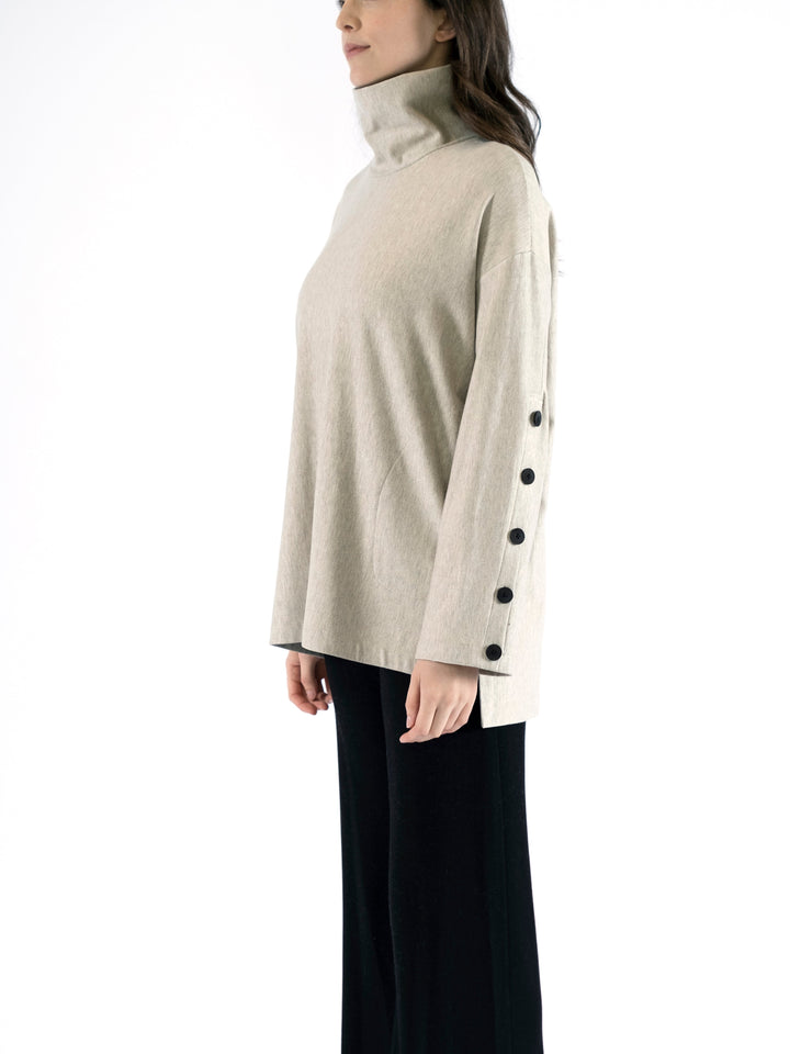 Miley Turtle Neck Square Tunic with Buttons