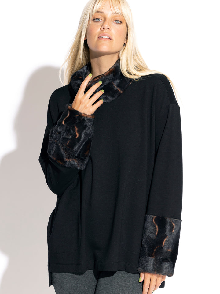Indiana Faux Fur Trim Top