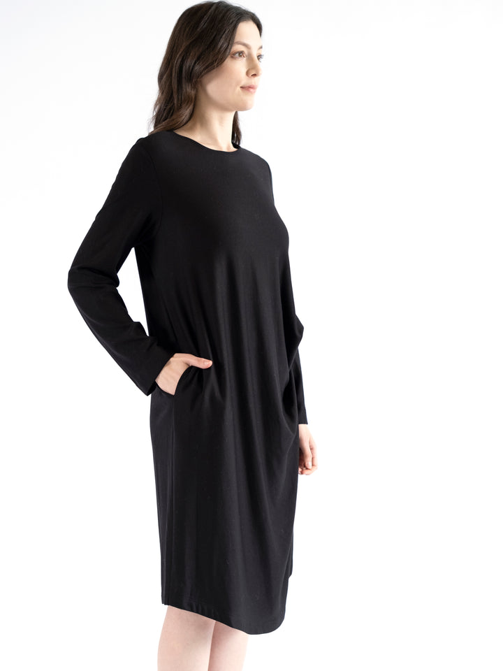 Remi Crewneck Side Pleat Dress