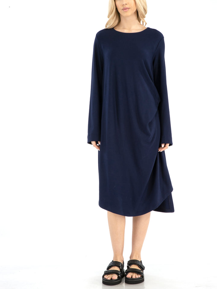 Remi Crewneck Side Pleat Dress