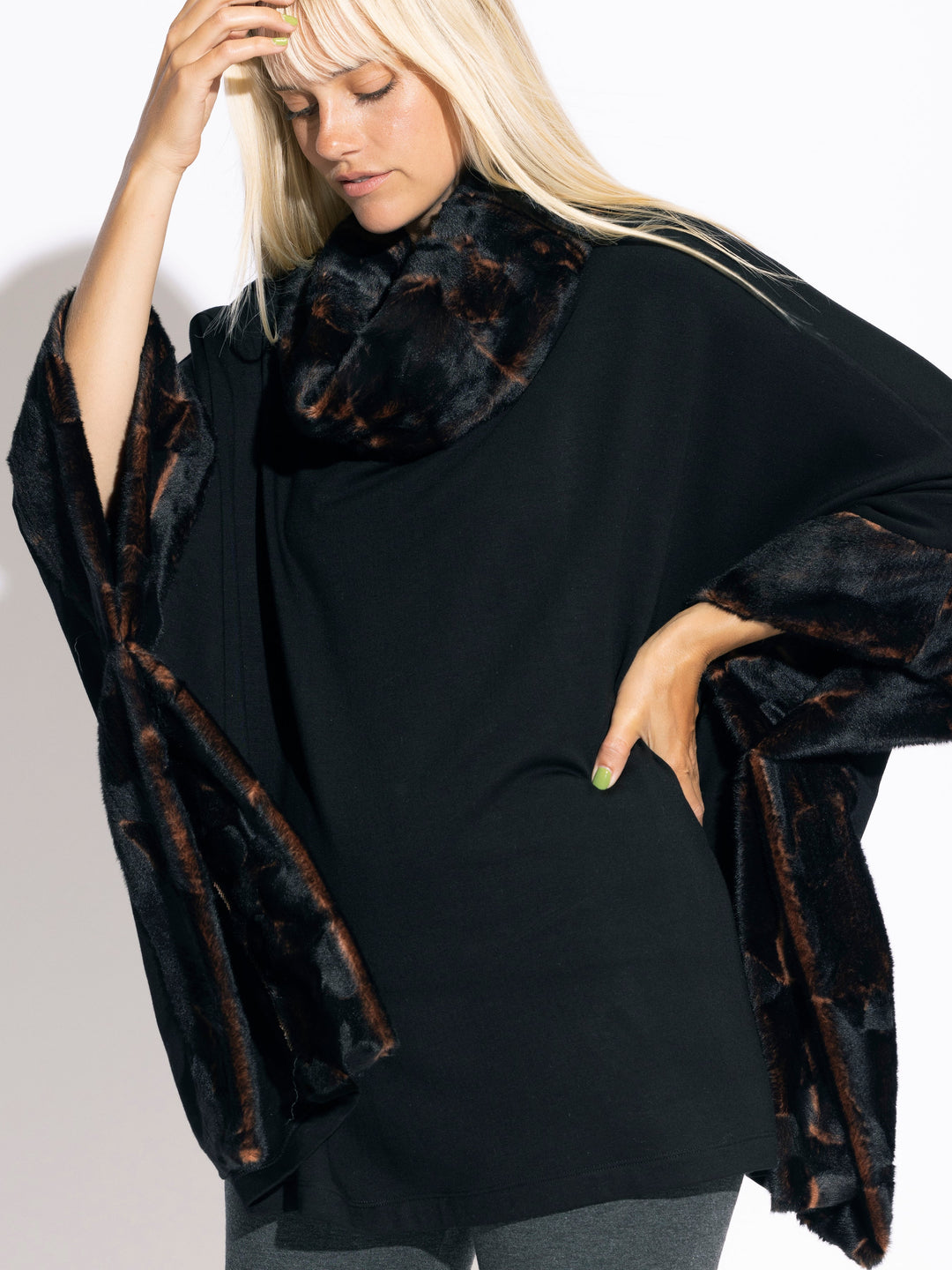 Sian Faux Fur Poncho
